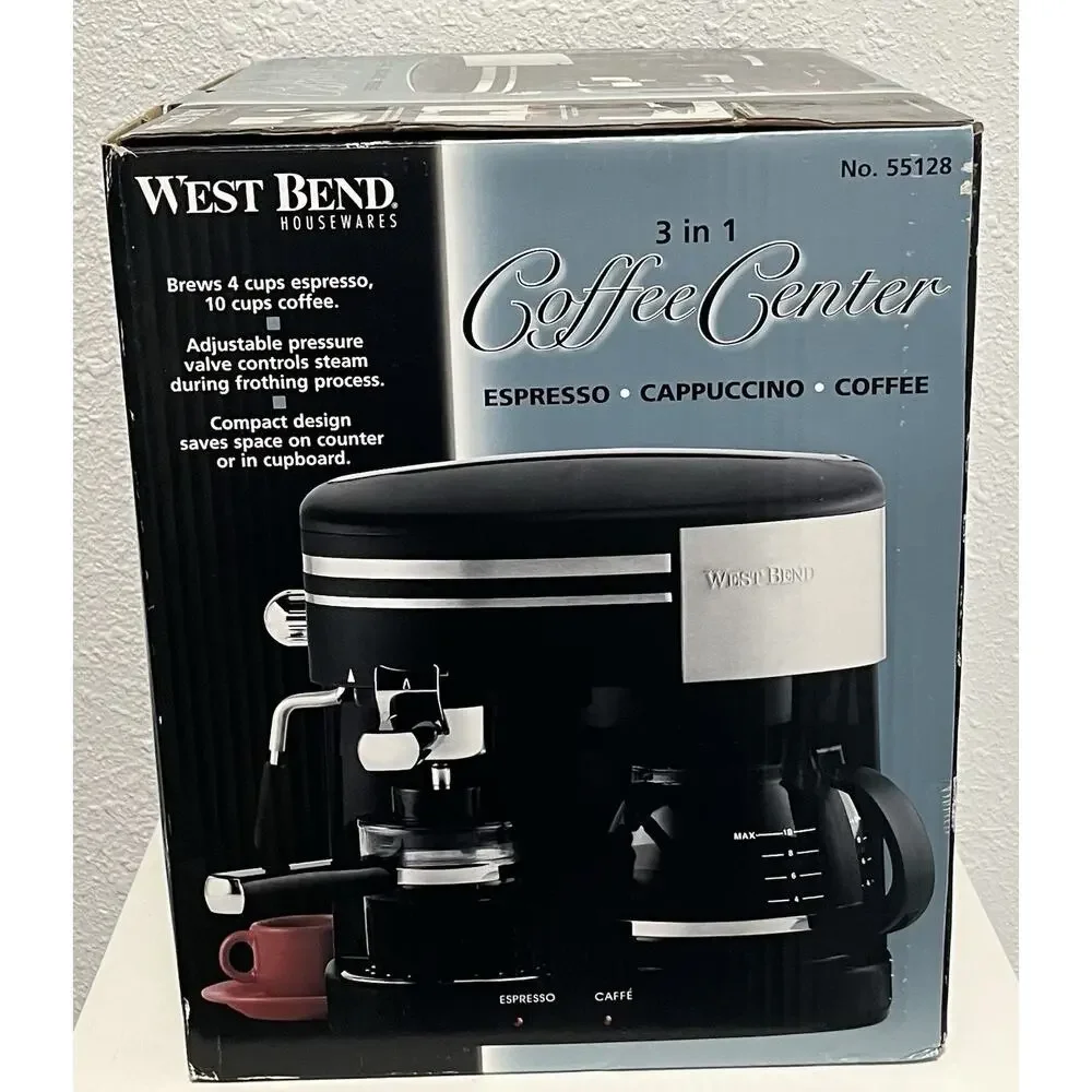 West Bend 55128 3-in-1 Coffee Center Espresso Cappuccino Drip New In Box NIB